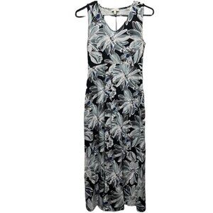 Floral Sleeveless Mini Dress - Black and White